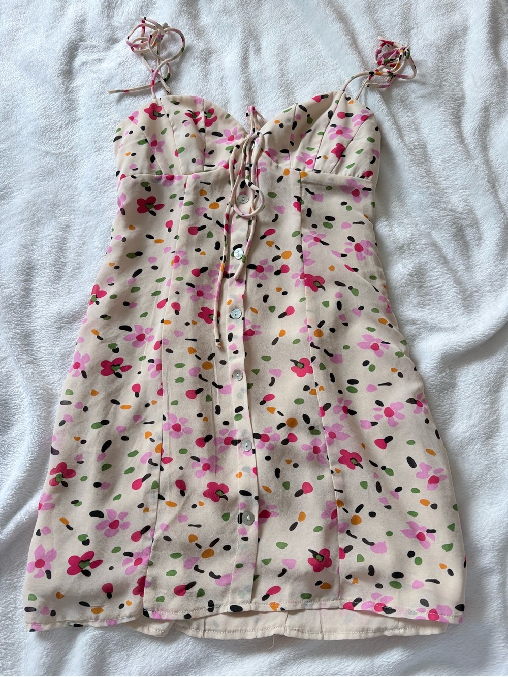 Princess Polly Pink Floral Tie Strap Mini Dress Size 4